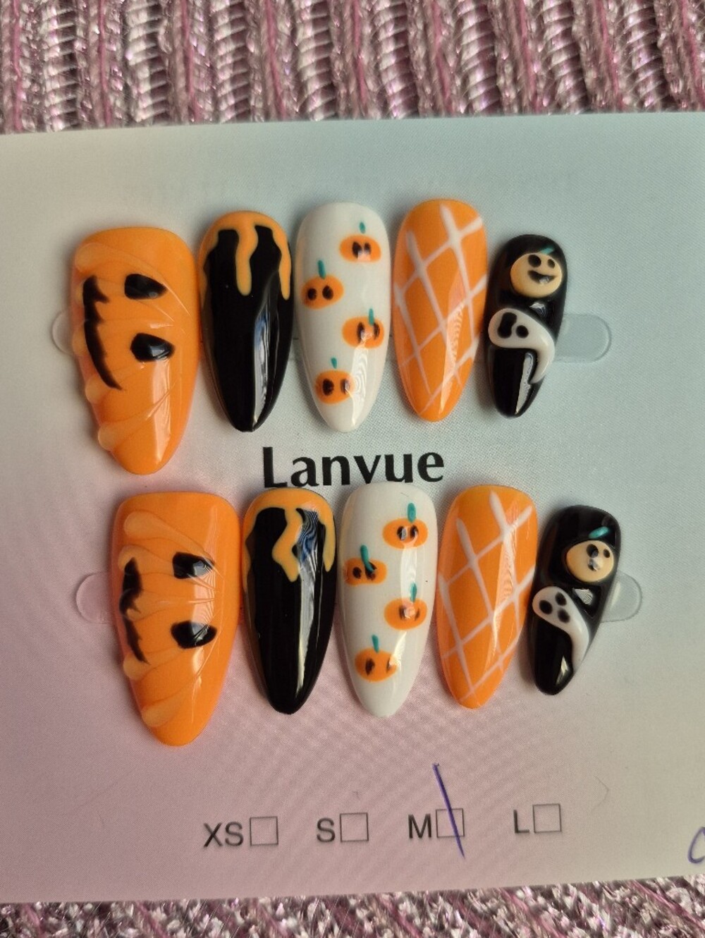 Halloween Orange & Black Press-On Nail Set